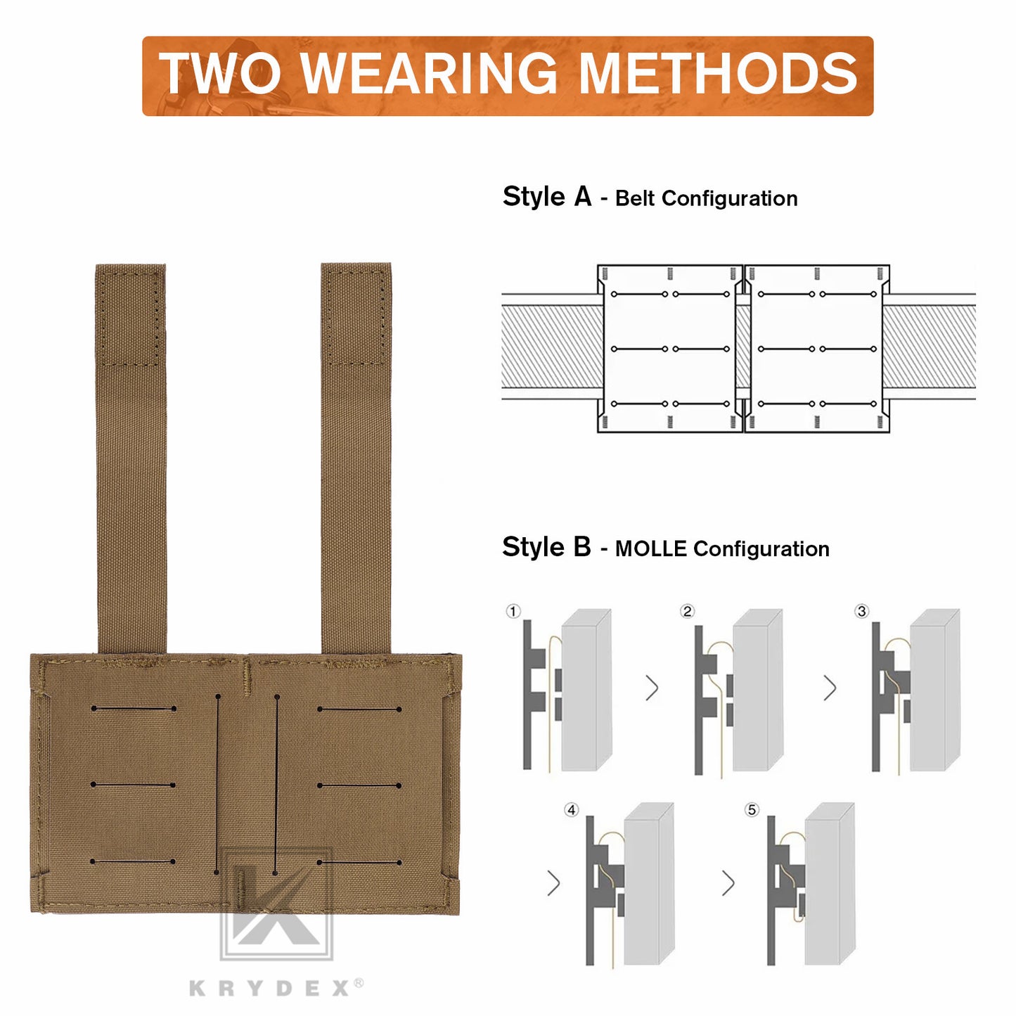 Krydex Tactical 5.56 Double Magazine Pouch M4 Mag Holder Duty Belt & Molle Compatible