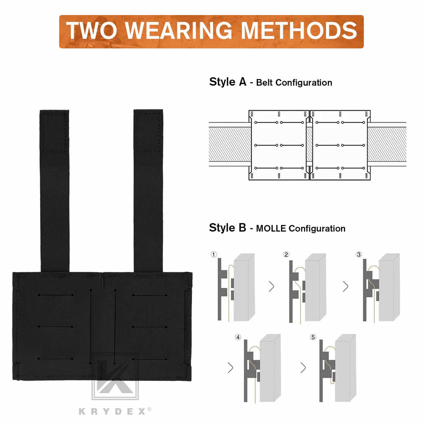 Krydex Tactical 5.56 Double Magazine Pouch M4 Mag Holder Duty Belt & Molle Compatible
