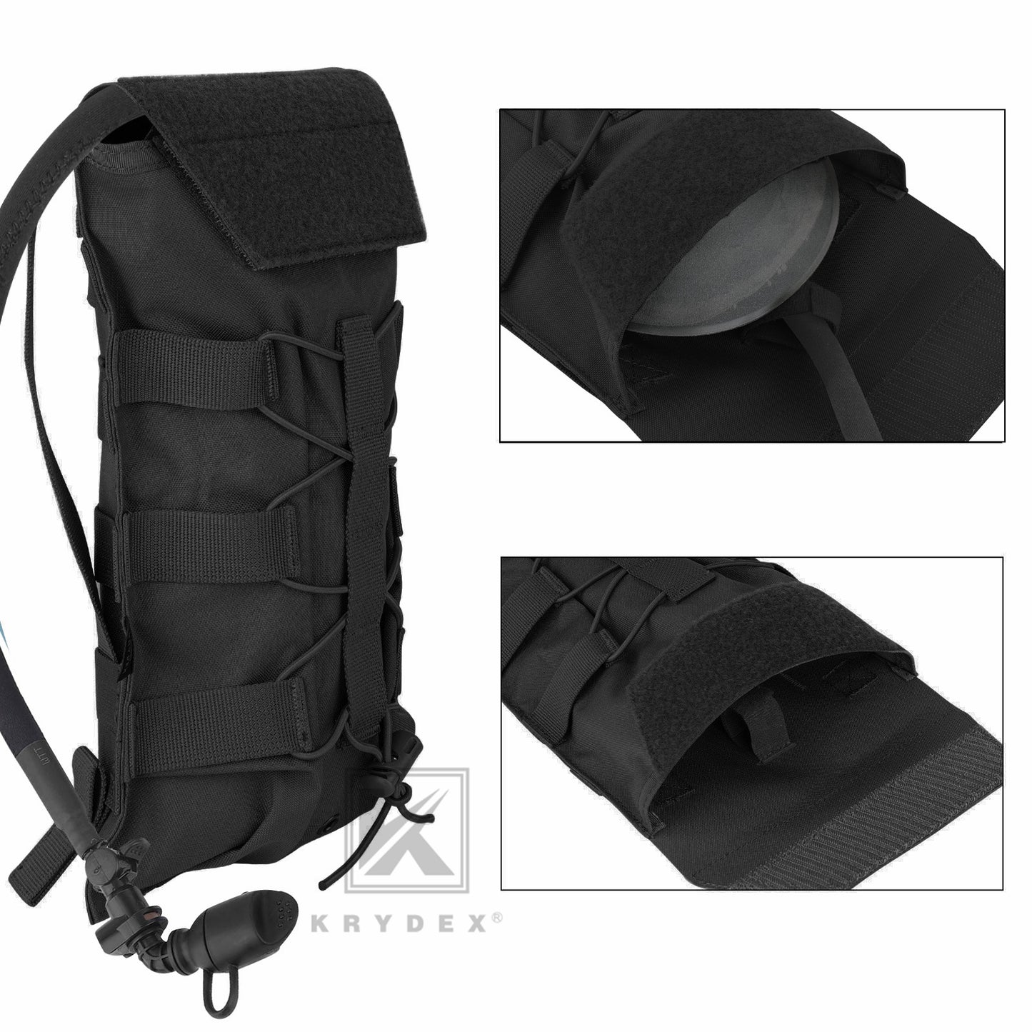 Krydex Tactical 50 oz Hydration Carrier MOLLE Pack Modular Water Bladder Pouch