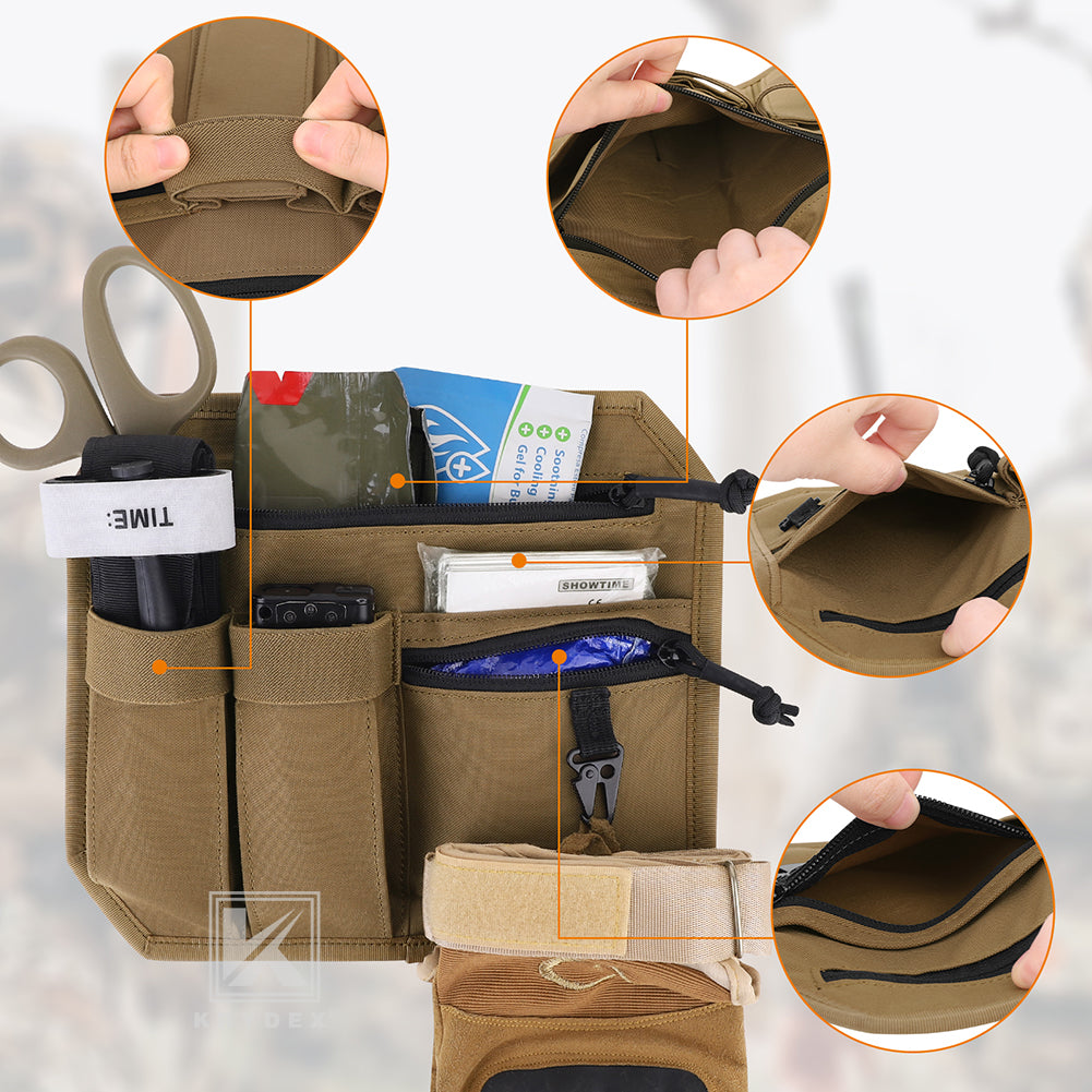 Krydex Tactical Hook Backed Organizer Panel Admin Insert EDC Pouch for Backpack Range Bag Accessory organizer Outdoor survival gear panel