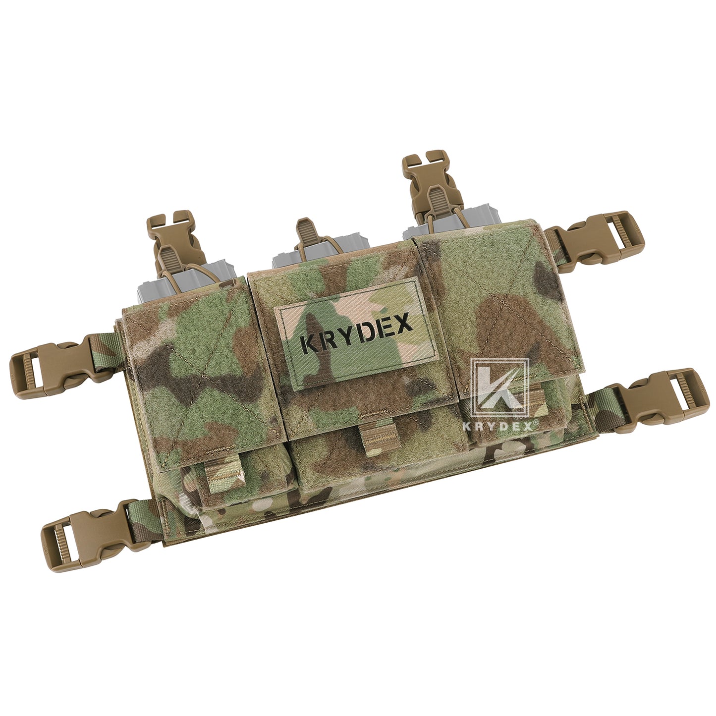 Krydex Tactical Triple 556 Magazine Pouch Placard 3x GP Pouches Detachable Mag Holders for Chest Rig and Vest