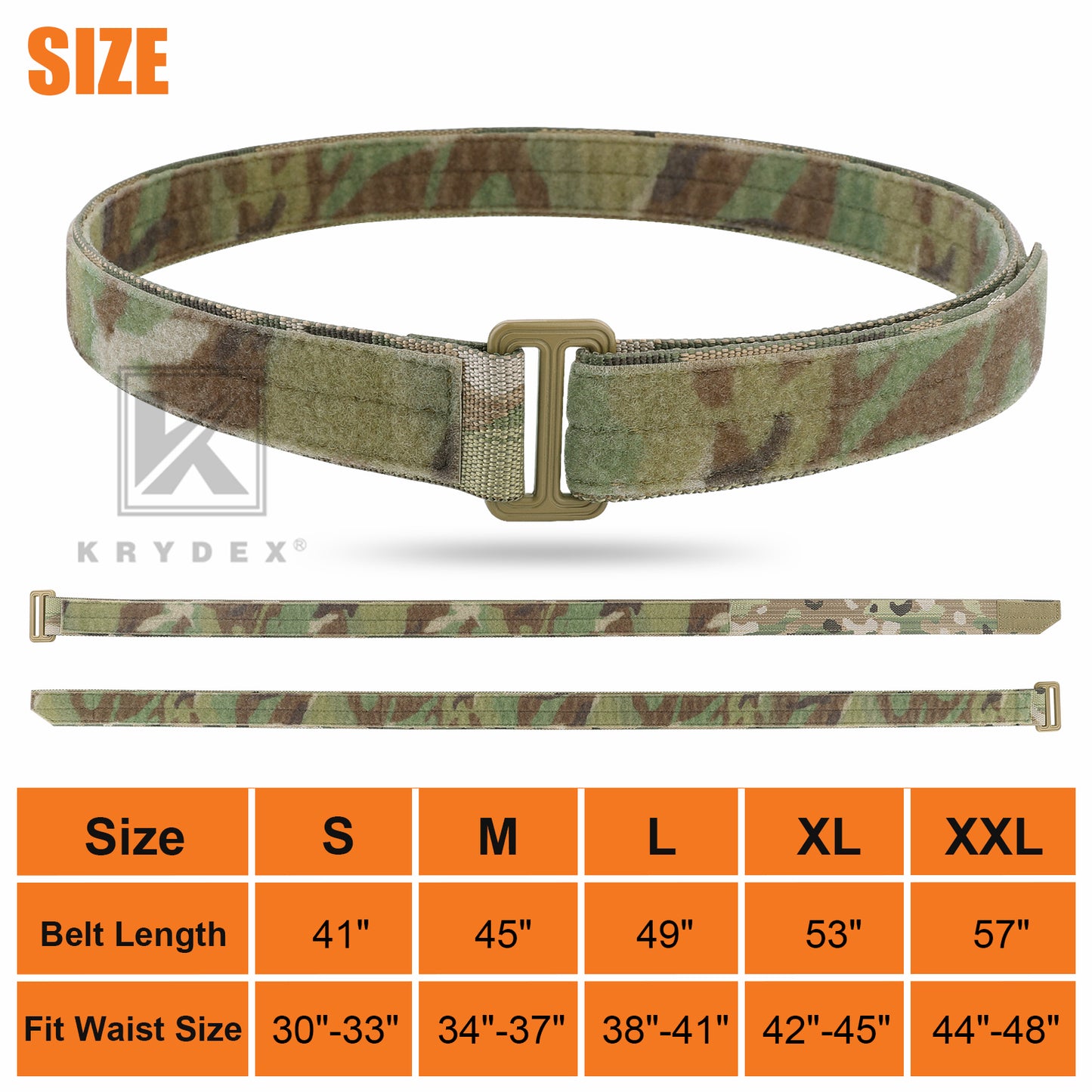 Krydex Tactical EDC Under Belt Hook & Loop Inner Belt 1.5" Duty Concealed Carry Base Belt