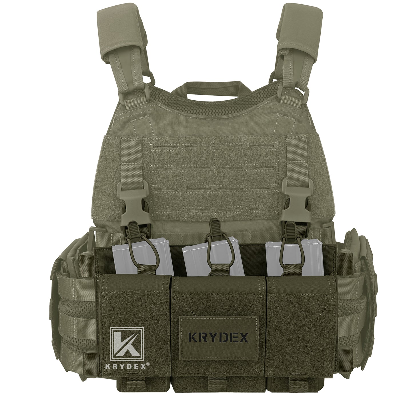 Krydex Tactical Triple 556 Magazine Pouch Placard 3x GP Pouches Detachable Mag Holders for Chest Rig and Vest