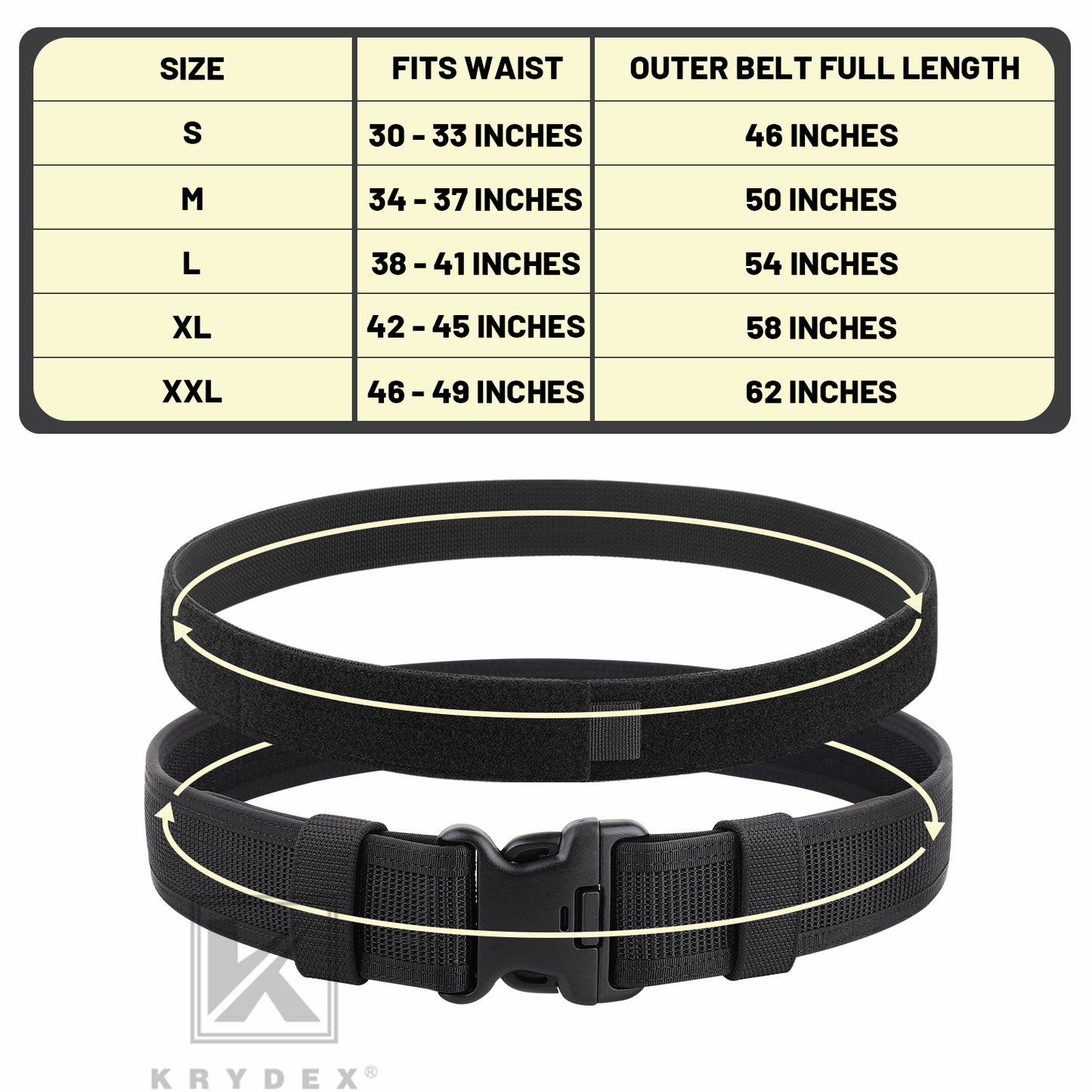 Krydex Police Duty Belt 2" Law Enforcement Officer Nylon Outer 1.5" Inner Belt + 6 Keepers