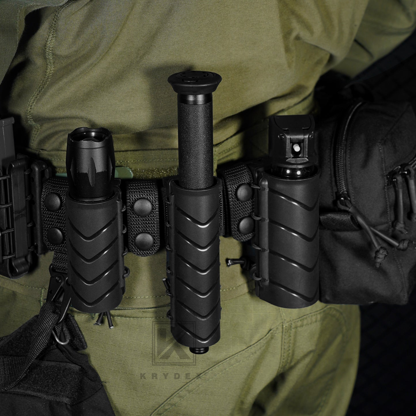 Krydex Pepper Spray Holder OC Mace Pepper Gel Holster MK3 MK4 Canister Carrier Pouch 360 Rotating Duty Belt 1.5" - 2.25"