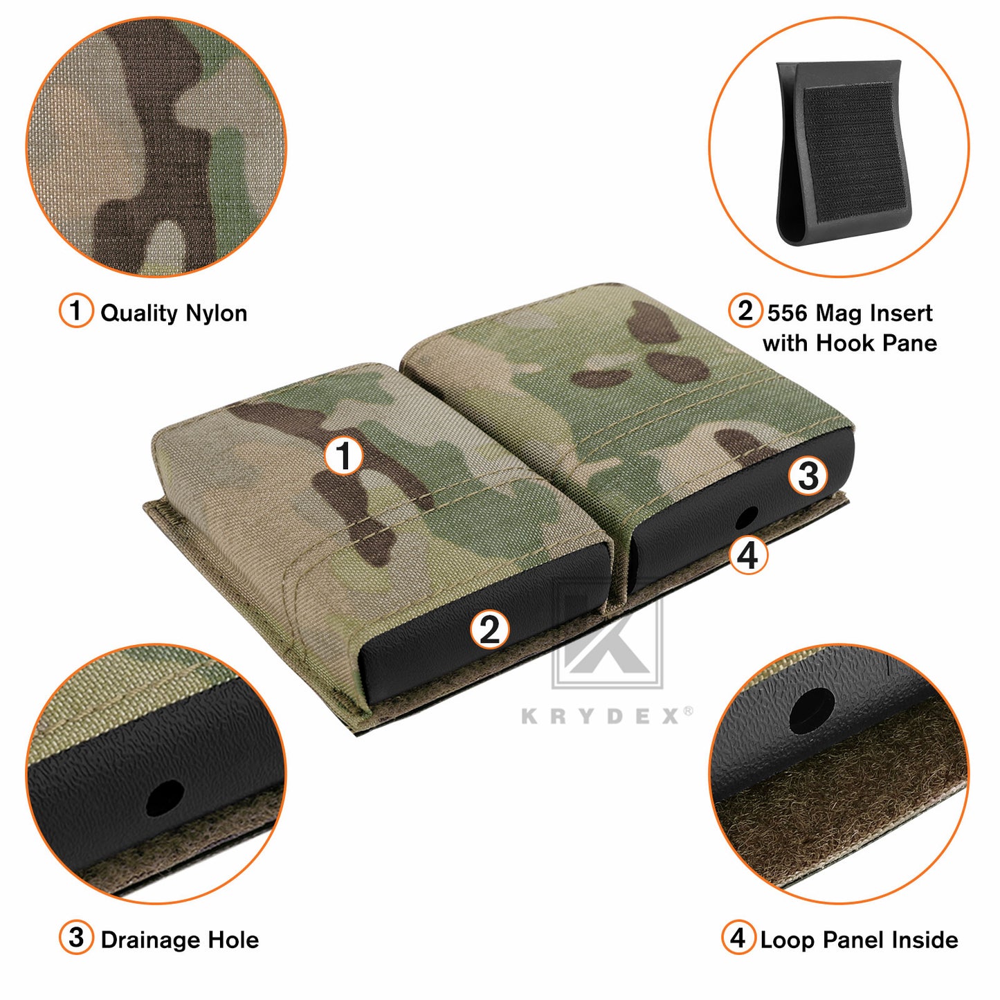 Krydex Tactical 5.56 Double Magazine Pouch M4 Mag Holder Duty Belt & Molle Compatible