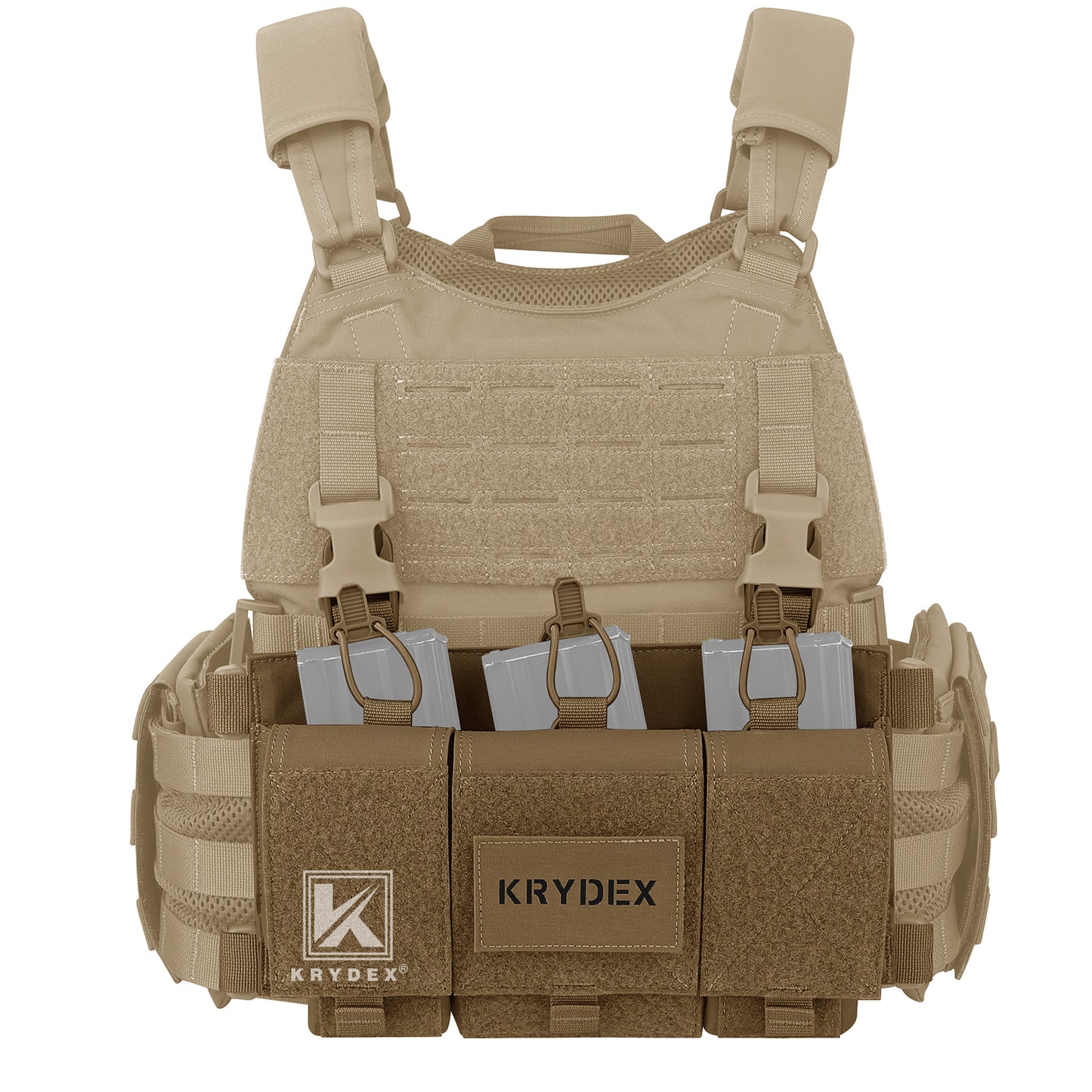 Krydex Tactical Triple 556 Magazine Pouch Placard 3x GP Pouches Detachable Mag Holders for Chest Rig and Vest