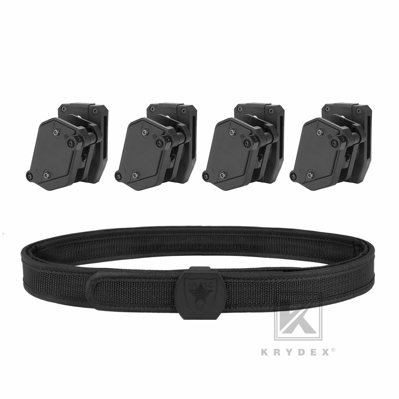KRYDEX IPSC USPSA IDPA 3-Gun Shooting Belt & 4 pcs Speed Pistol Mag Pouches