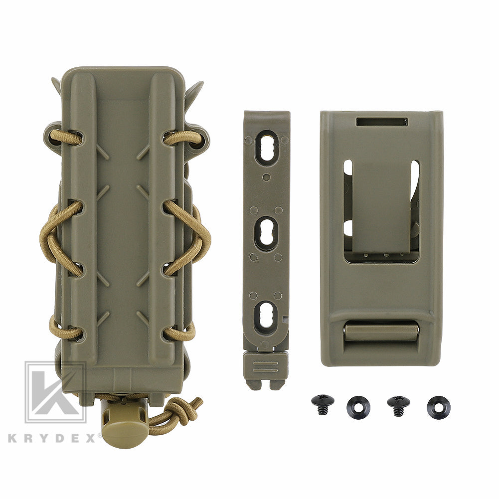 KRYDEX Tactical 9mm Pistol Mag Pouch MOLLE/Belt Clip Magazine Carrier Hard Shell