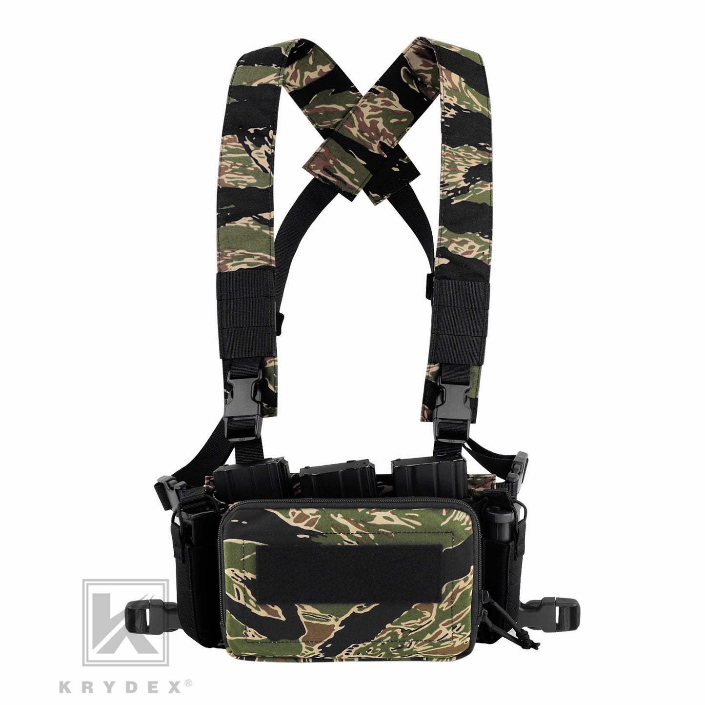 KRYDEX Tactical D3CR Chest Rig 5.56 7.62 Rifle Pistol Mag Pouch Placard Carrier with D3 Flatpack Tactical Backpack