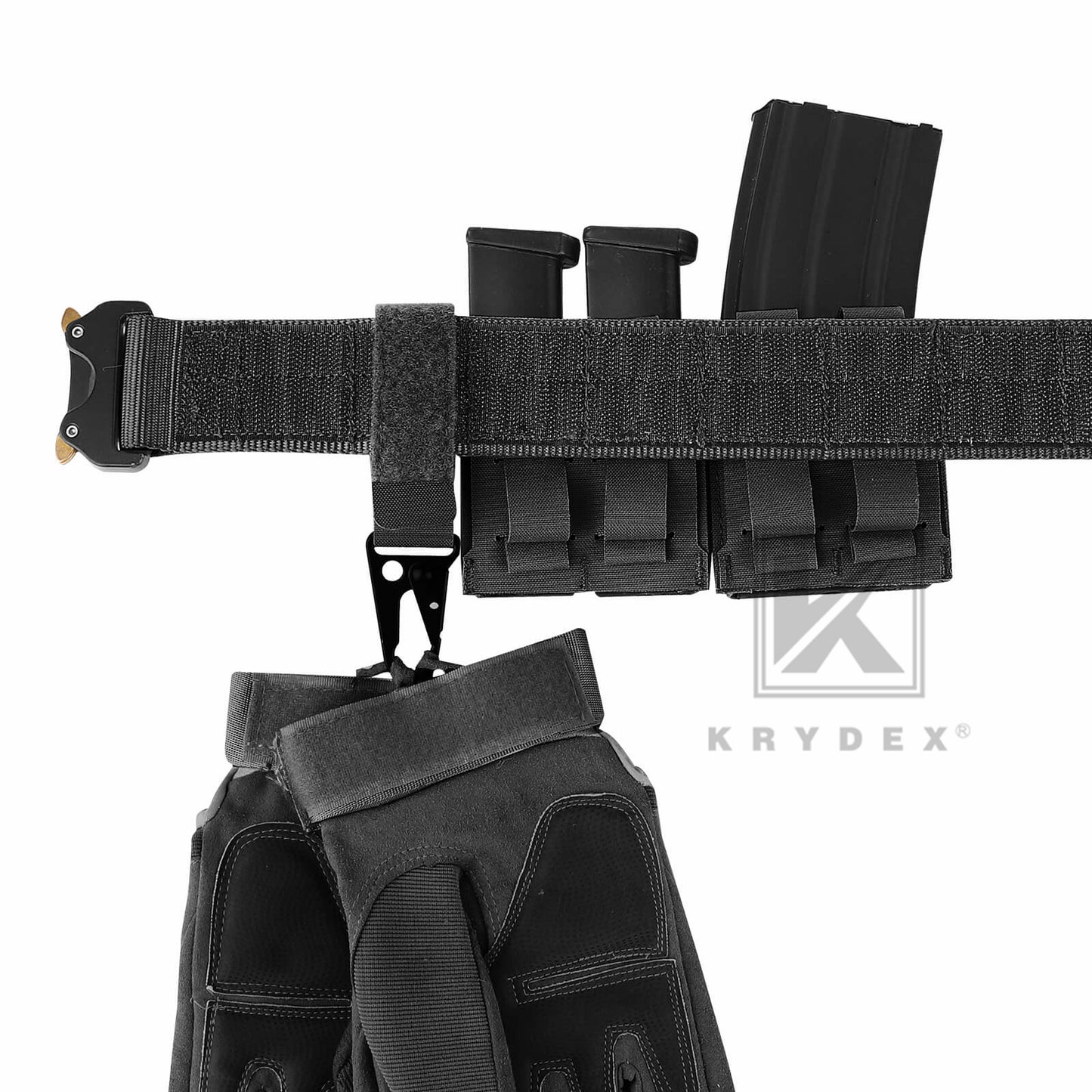 Krydex Tactical Belt Keeper Utility Hook Key Holder Keychain Gloves Carabiner Chemstick Clip MOLLE / Hook & Loop Battle Belt & Plate Carrier