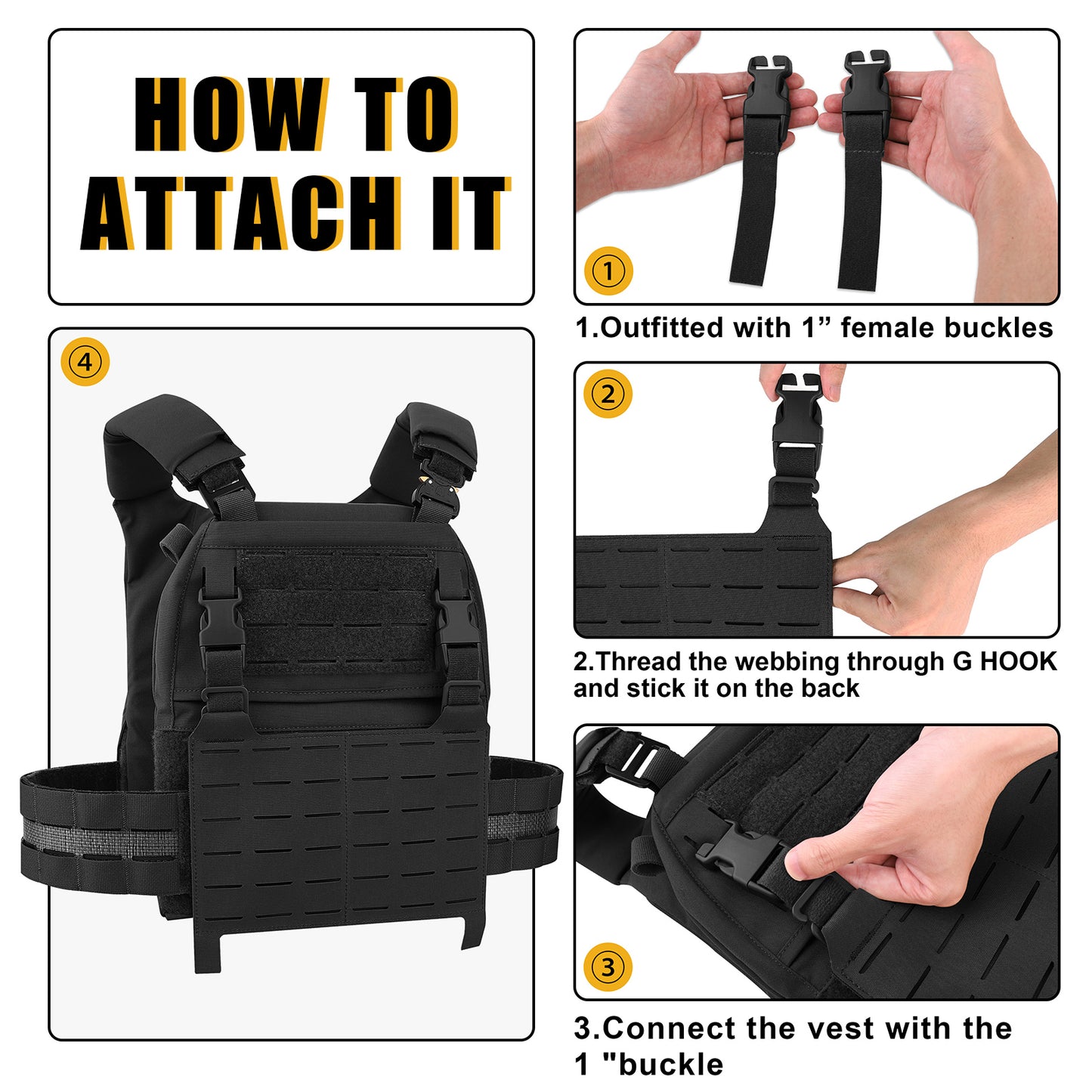KRYDEX Tactical MOLLE Front Flap Adapt Laser Cut Panel Detachable For Tactical Vest Plate Carrier