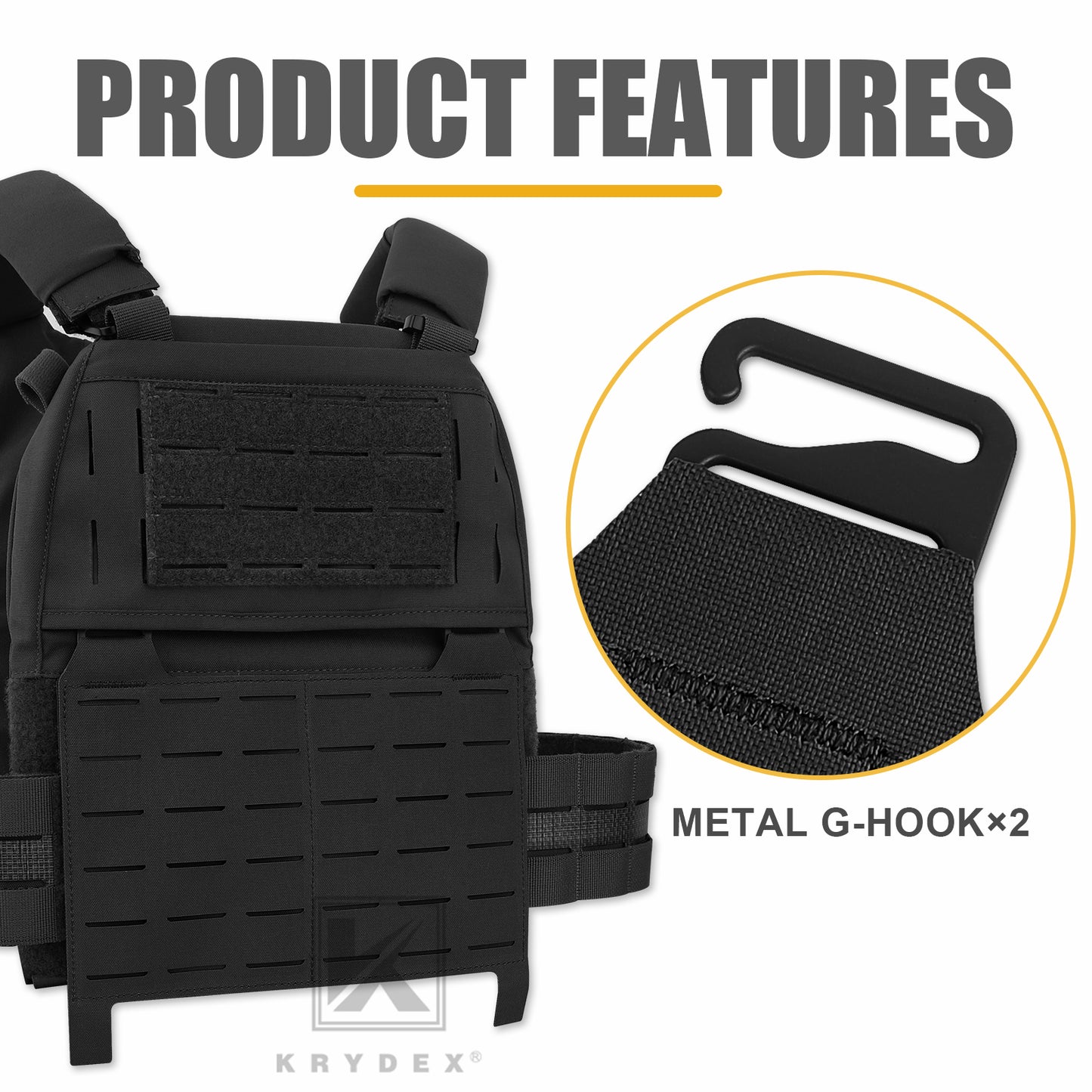 KRYDEX Tactical MOLLE Front Flap Adapt Laser Cut Panel Detachable For Tactical Vest Plate Carrier