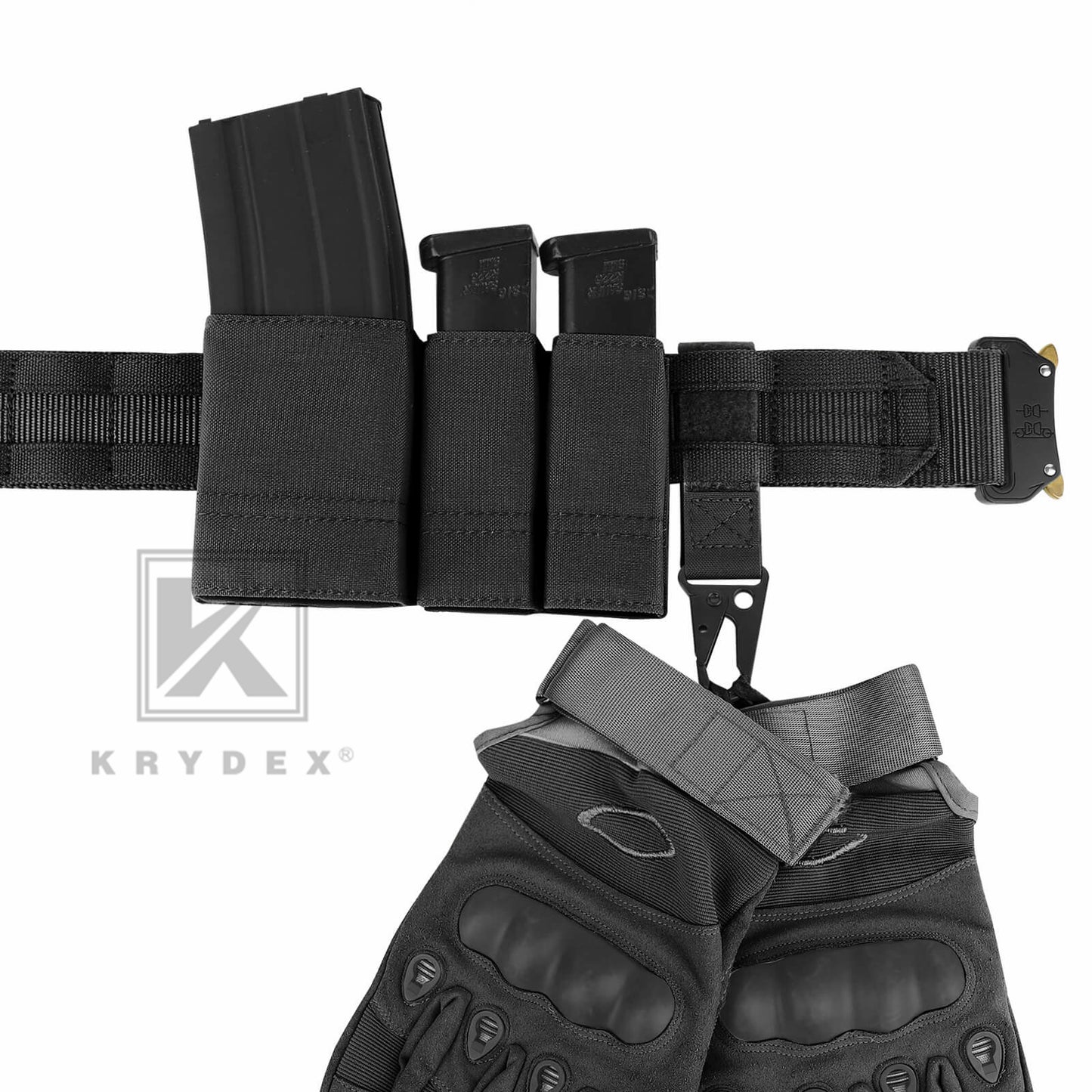 Krydex Tactical Belt Keeper Utility Hook Key Holder Keychain Gloves Carabiner Chemstick Clip MOLLE / Hook & Loop Battle Belt & Plate Carrier