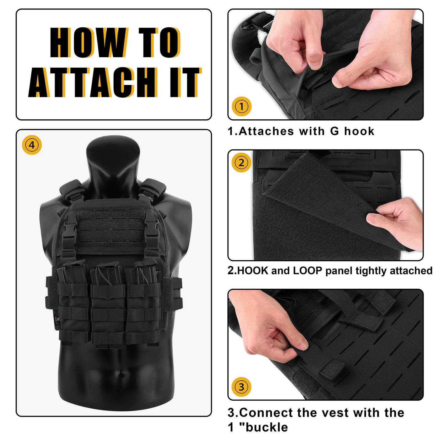 KRYDEX Tactical MOLLE Front Flap Adapt Laser Cut Panel Detachable For Tactical Vest Plate Carrier