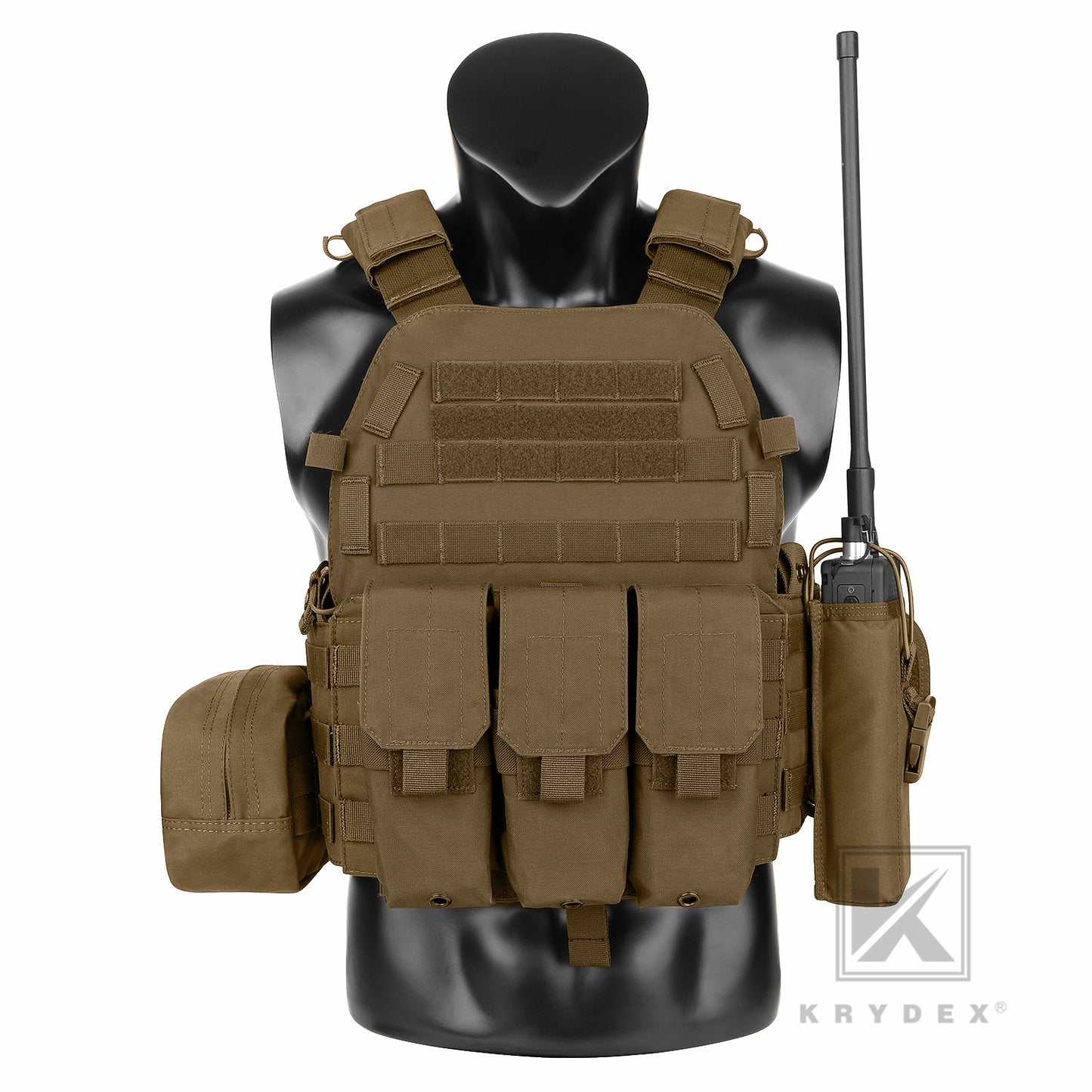 KRYDEX LBT-6094A Plate Carrier Molle Tactical Body Armor Combat Vest With Triple Magazine Pouch & Radio Pouch & General Purpose Utility Pouches