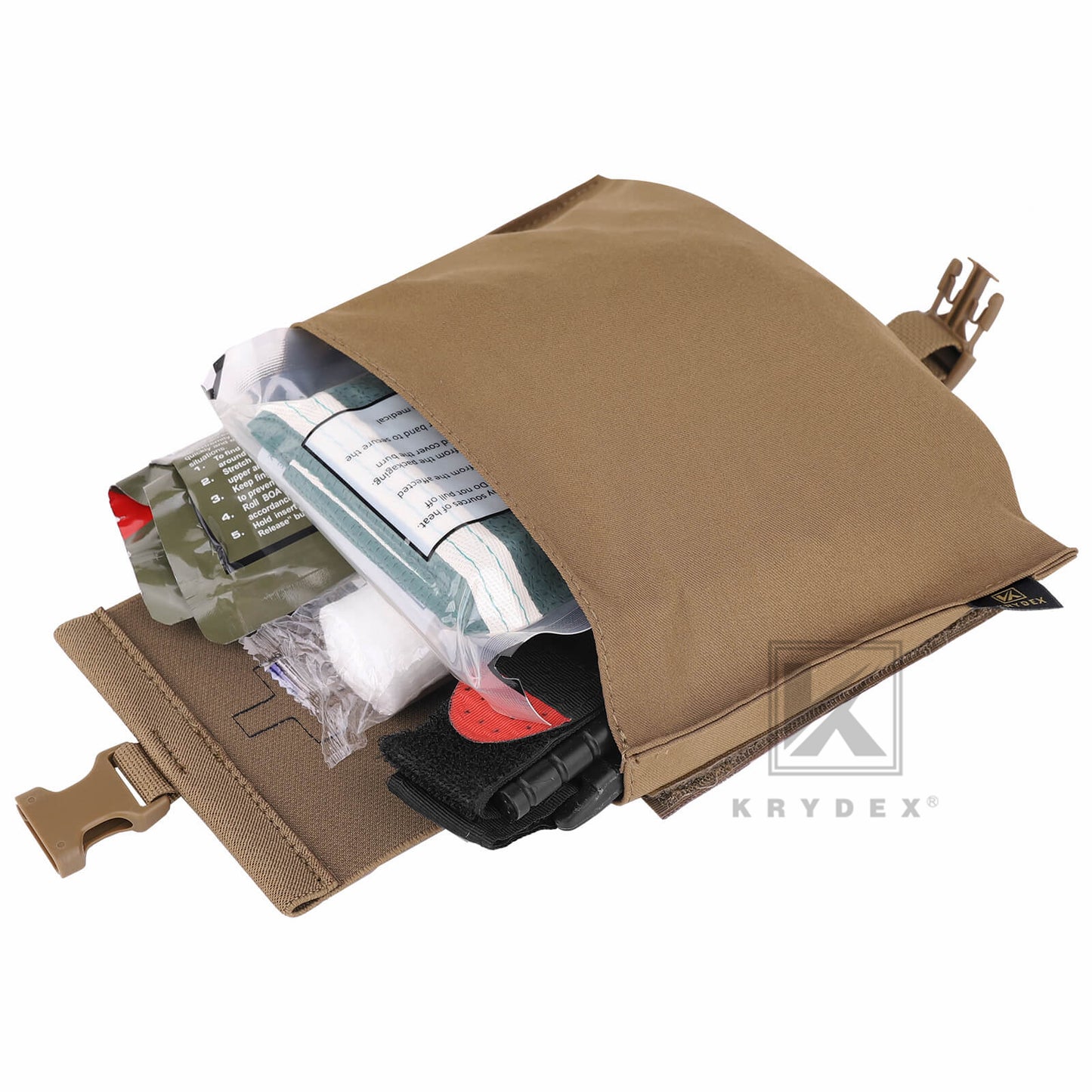 KRYDEX Tactical Stretch Blow Out Medical Pouch Rip Away EMT Pouch MOLLE & Belt IFAK Pouch