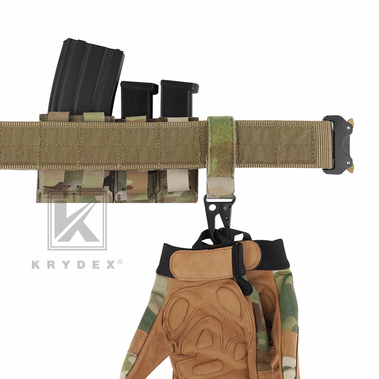 Krydex Tactical Belt Keeper Utility Hook Key Holder Keychain Gloves Carabiner Chemstick Clip MOLLE / Hook & Loop Battle Belt & Plate Carrier