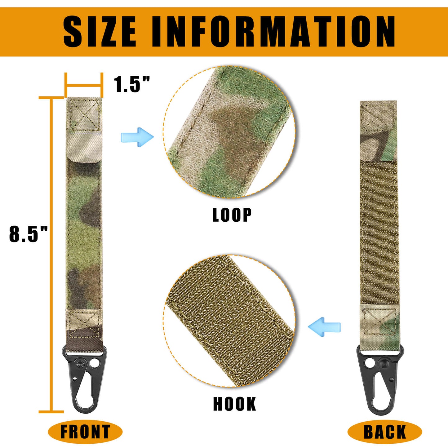 Krydex Tactical Belt Keeper Utility Hook Key Holder Keychain Gloves Carabiner Chemstick Clip MOLLE / Hook & Loop Battle Belt & Plate Carrier