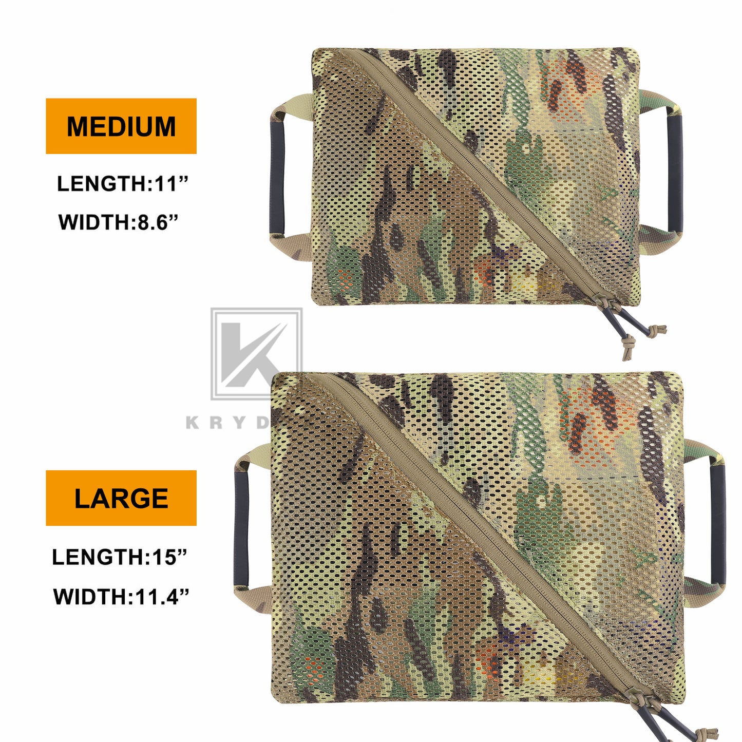 Krydex Tactical Storage Mesh Pouch Set Insert Modular Utility Admin Pockets Travel Organizer EDC Bag