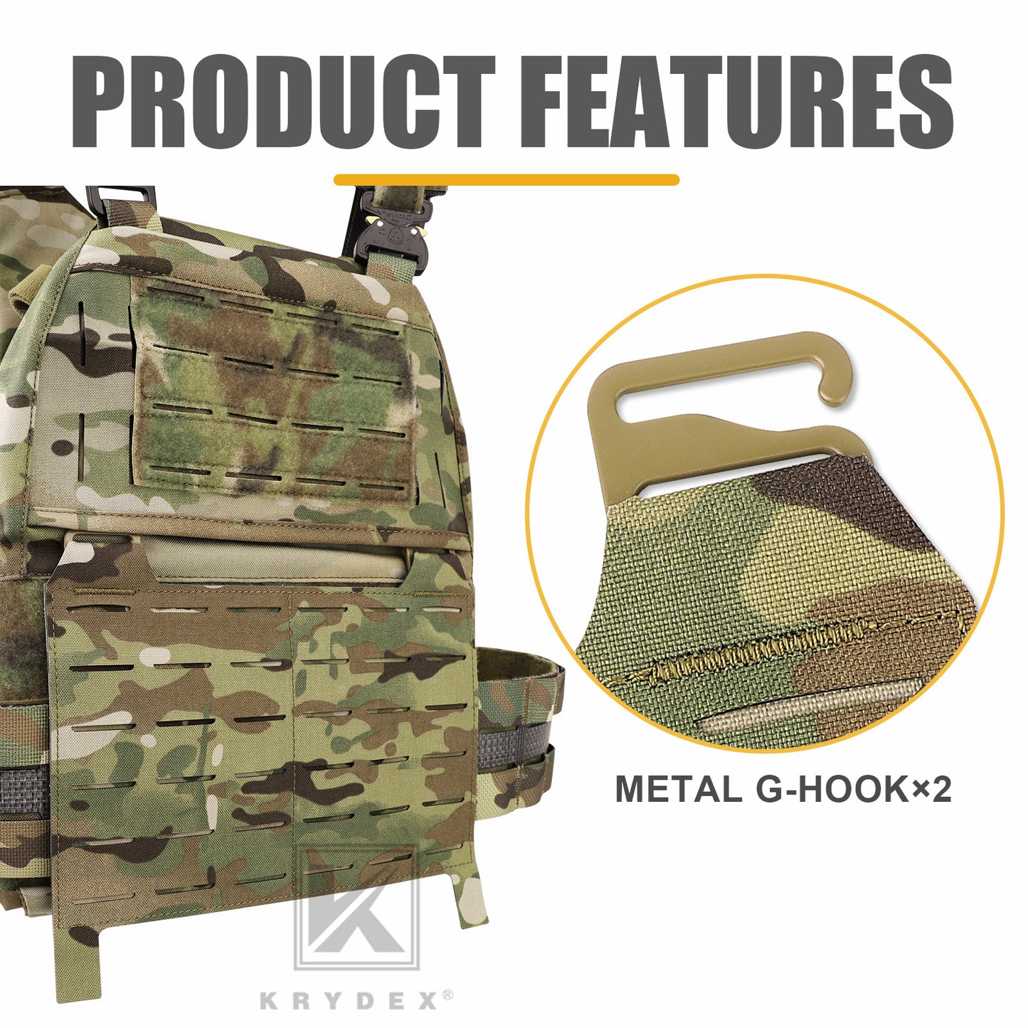KRYDEX Tactical MOLLE Front Flap Adapt Laser Cut Panel Detachable For Tactical Vest Plate Carrier