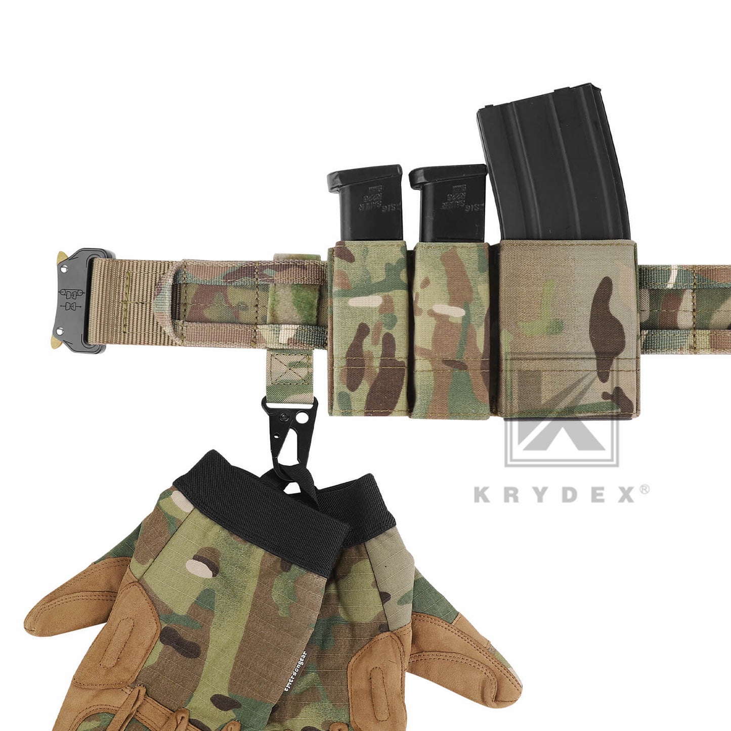 Krydex Tactical Belt Keeper Utility Hook Key Holder Keychain Gloves Carabiner Chemstick Clip MOLLE / Hook & Loop Battle Belt & Plate Carrier