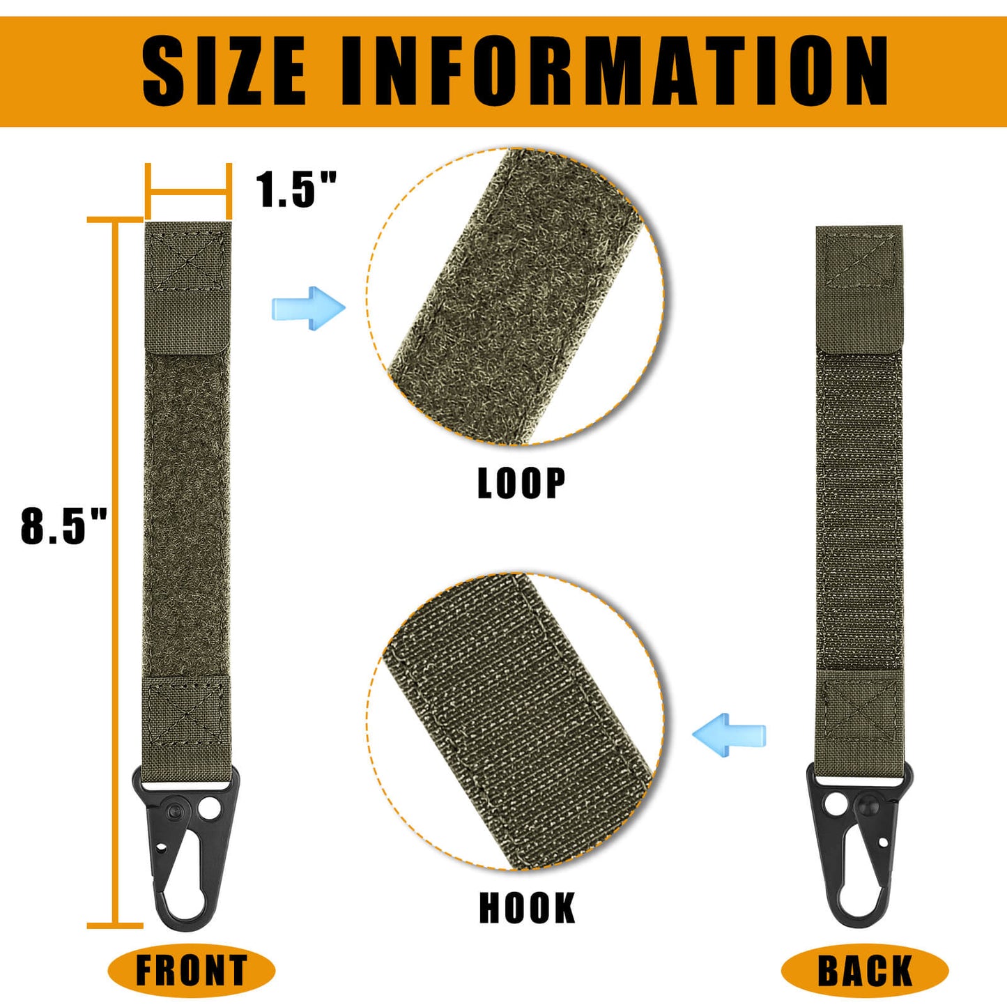 Krydex Tactical Belt Keeper Utility Hook Key Holder Keychain Gloves Carabiner Chemstick Clip MOLLE / Hook & Loop Battle Belt & Plate Carrier
