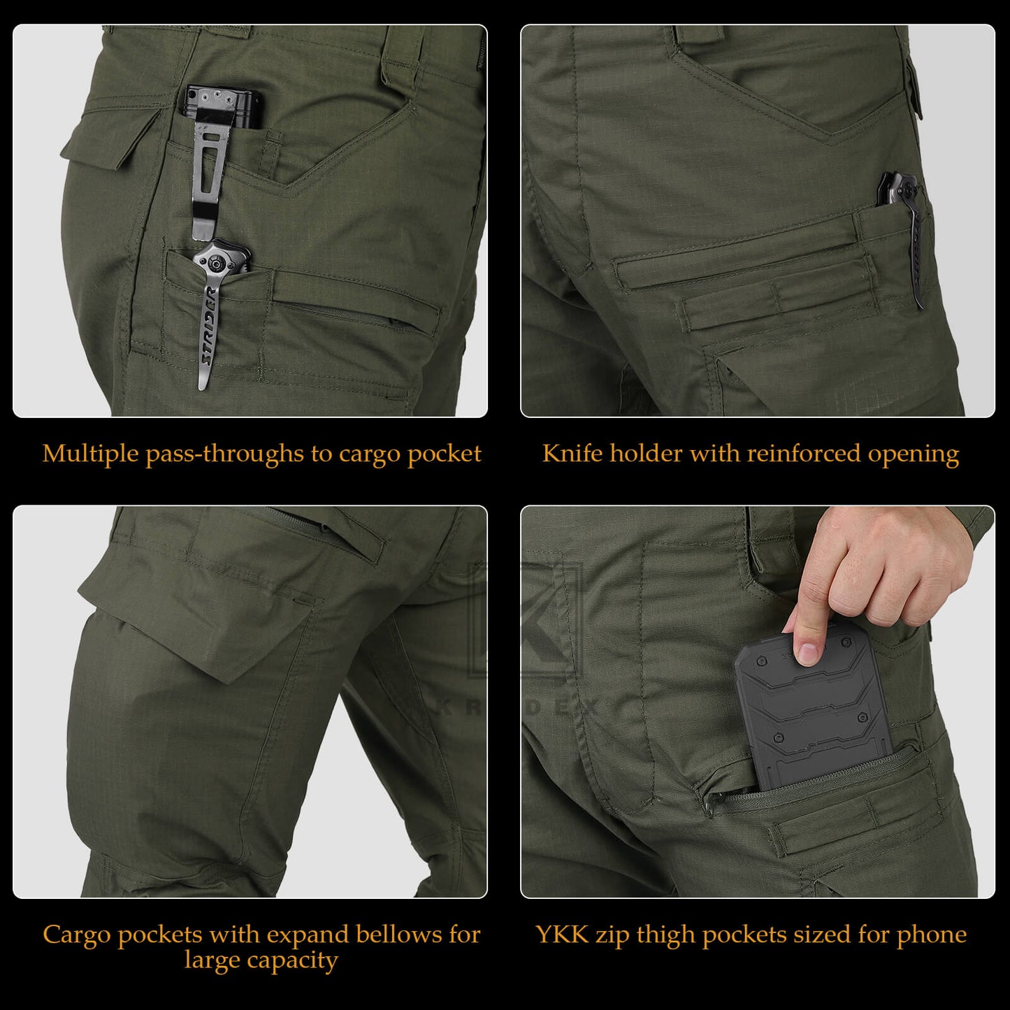 Krydex Tactical Men’s Combat Pants with Knee Pads Uniform Trousers