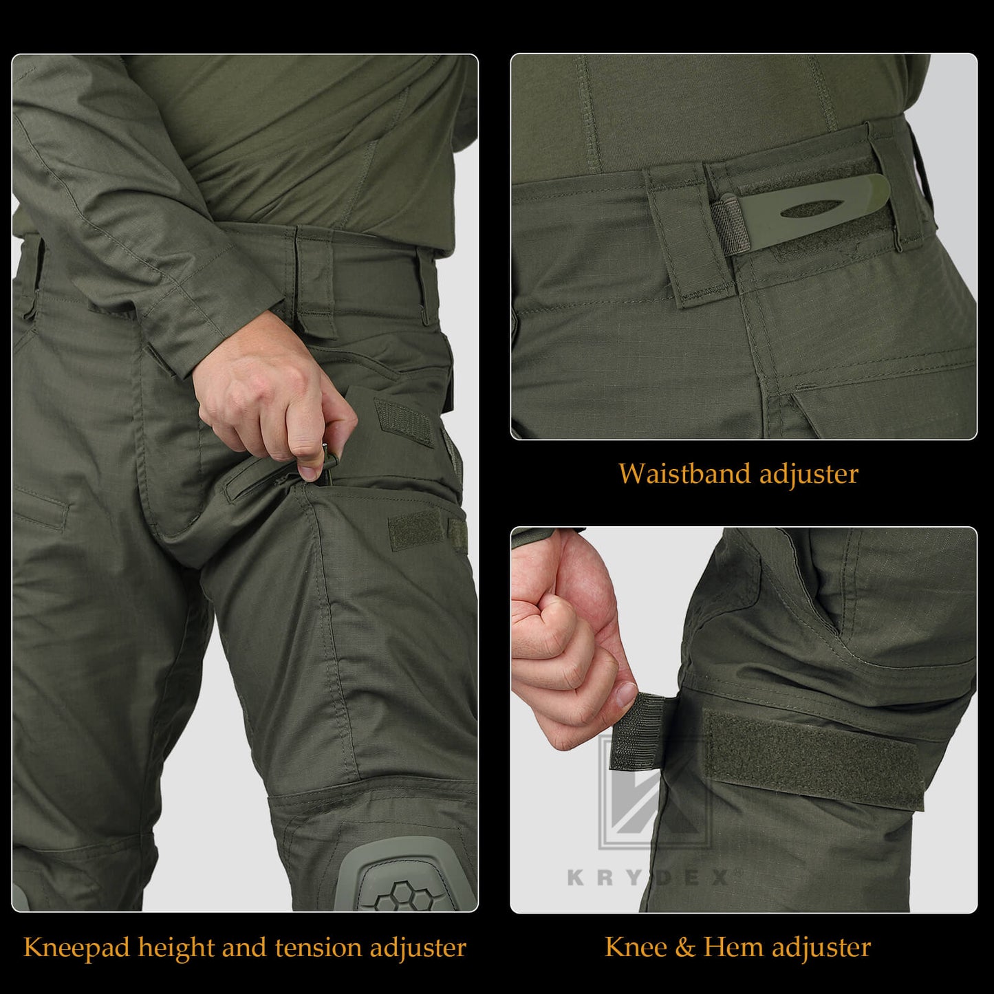 Krydex Tactical Men’s Combat Pants and Shirt with Knee and Elbow Pads Uniform