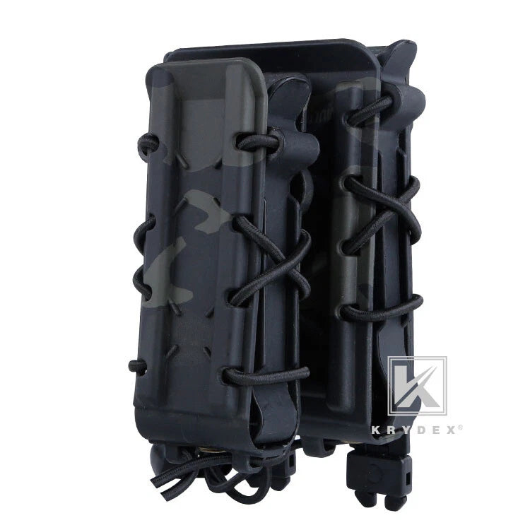 KRYDEX Tactical 9mm Pistol & 5.56 7.62 Mag Magazine Pouch MOLLE Clip Hard Shell