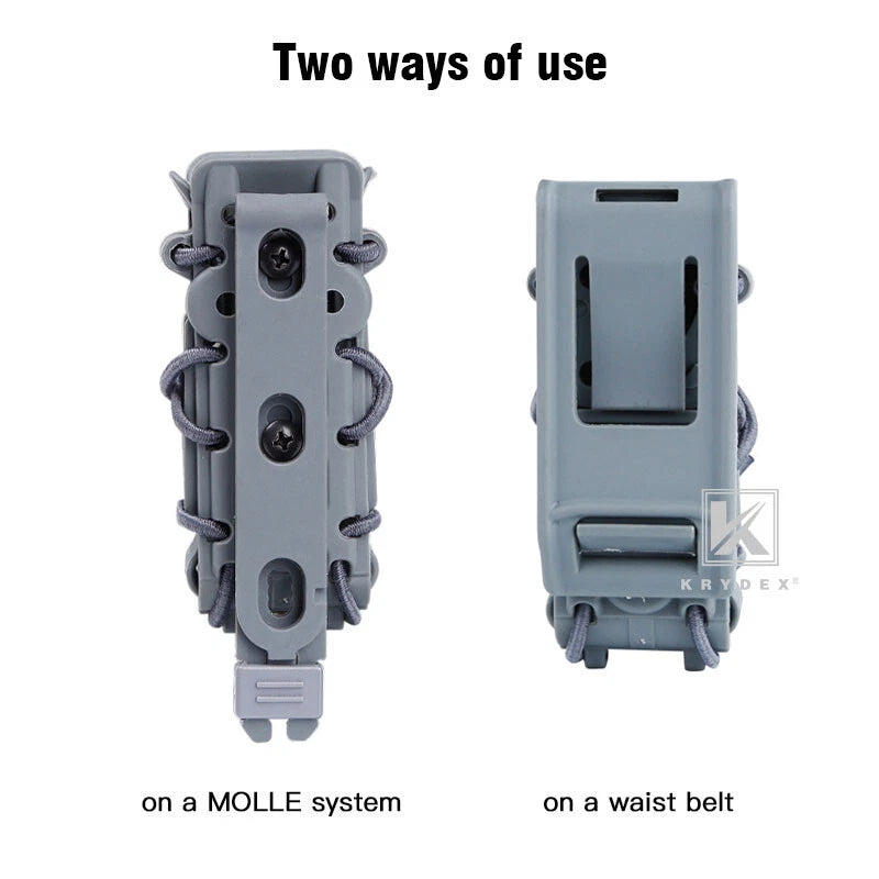 KRYDEX Tactical 9mm Pistol Mag Pouch MOLLE/Belt Clip Magazine Carrier Hard Shell