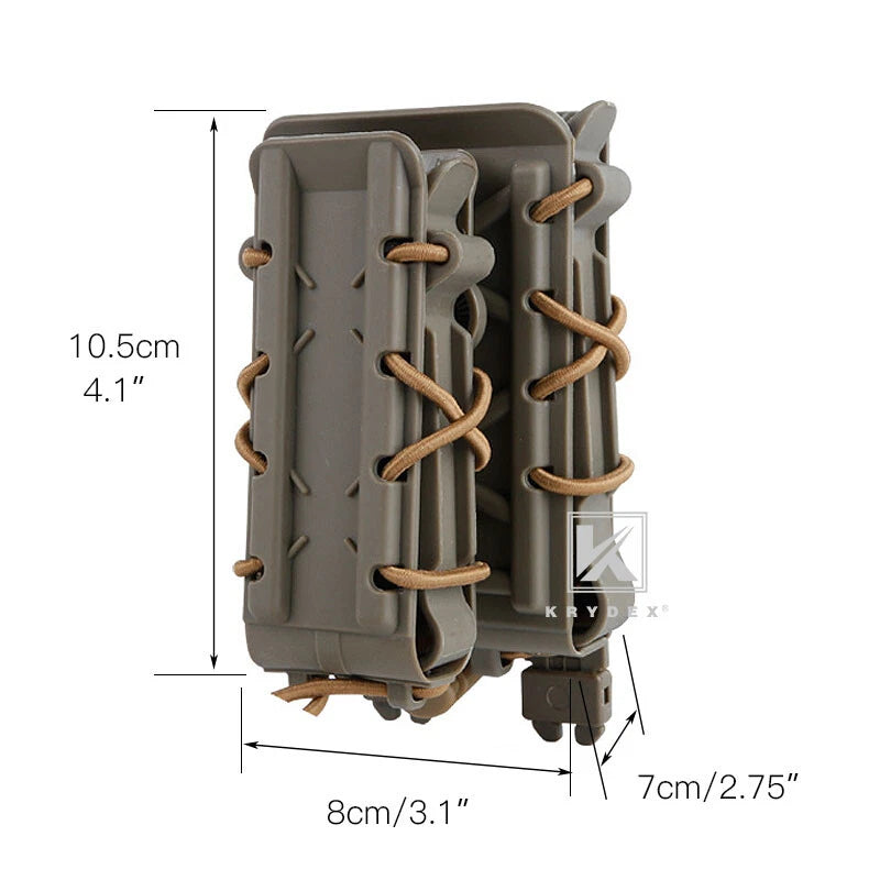 KRYDEX Tactical 9mm Pistol & 5.56 7.62 Mag Magazine Pouch MOLLE Clip Hard Shell