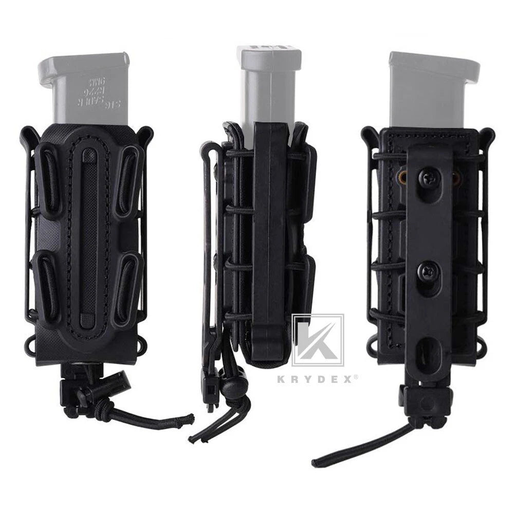 KRYDEX Soft Shell 9mm Pistol Magazine Pouch Mag Carrier with Clip Tall