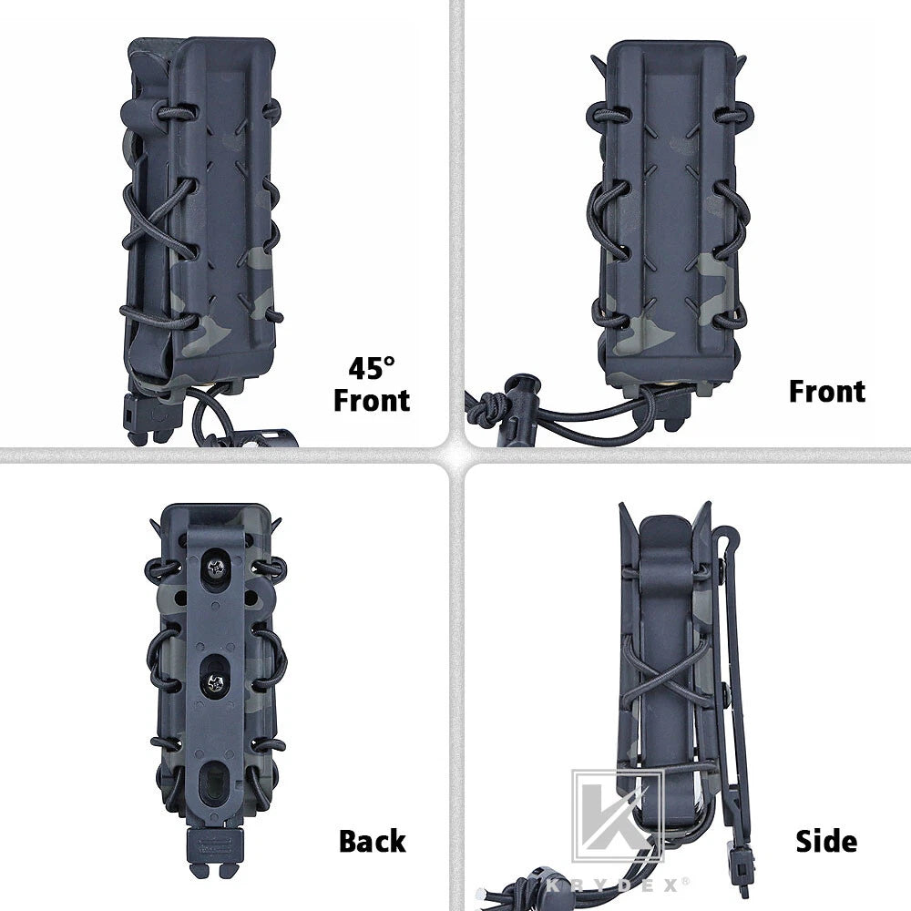 KRYDEX Tactical 9mm Pistol Mag Pouch MOLLE/Belt Clip Magazine Carrier Hard Shell