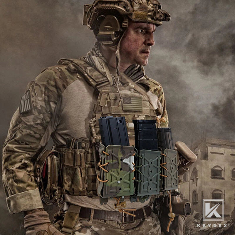 KRYDEX Tactical 5.56 7.62 Mag Pouch MOLLE Magazine Holster Carrier Hard Shell