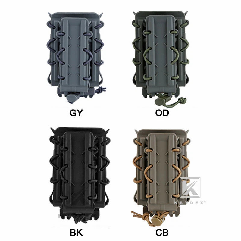 KRYDEX Tactical 9mm Pistol & 5.56 7.62 Mag Magazine Pouch MOLLE Clip Hard Shell
