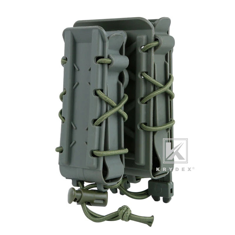 KRYDEX Tactical 9mm Pistol & 5.56 7.62 Mag Magazine Pouch MOLLE Clip Hard Shell