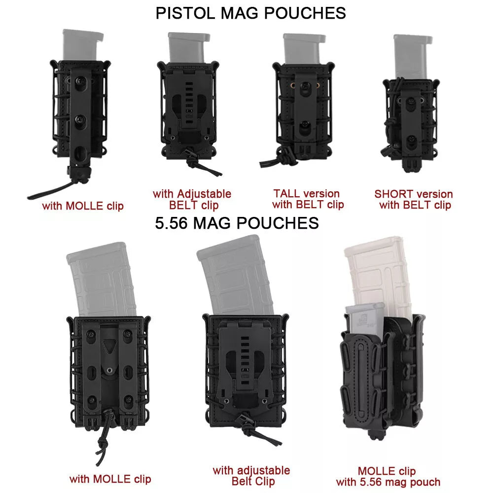 KRYDEX Soft Shell 9mm Pistol Magazine Pouch Mag Carrier with Clip Tall