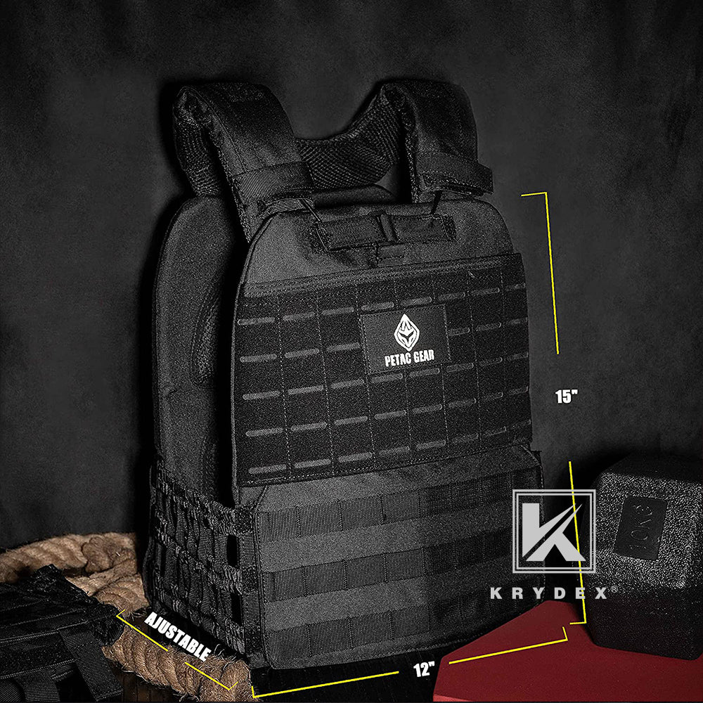 KRYDEX Tactical Weight Vest Gym Fitness Adjustable Weighted Training Workouts Running