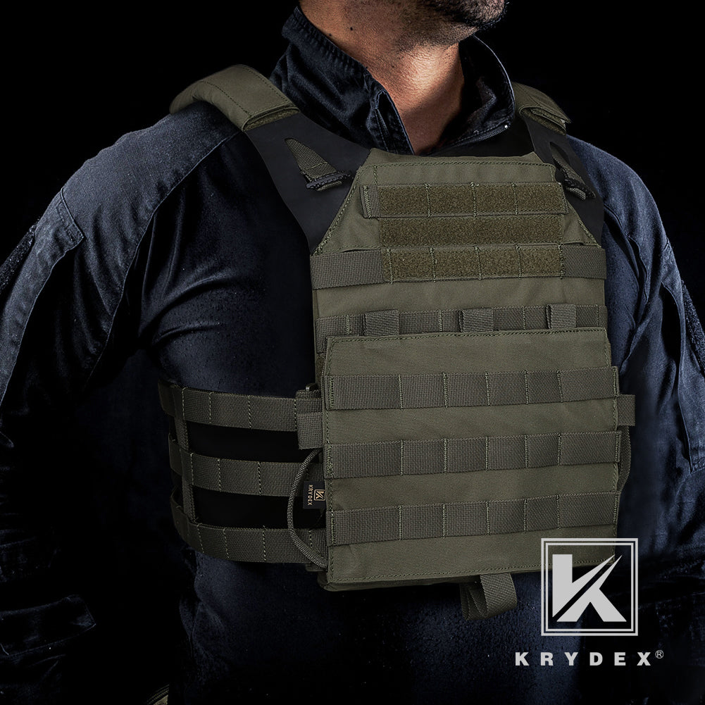 KRYDEX Jumpable Plate Carrier Molle Body Armor Tactical Vest With Detachable Front Molle Panel