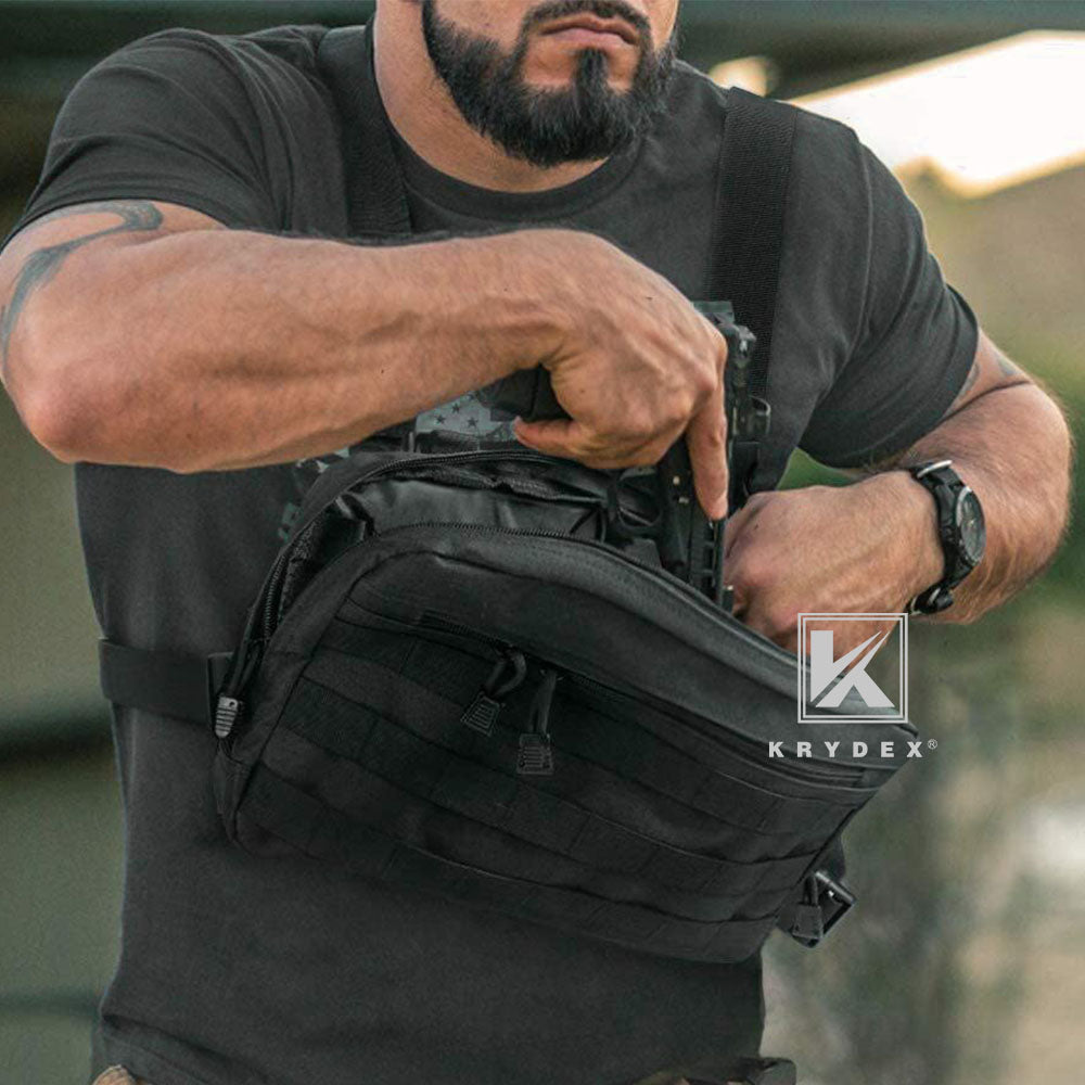 KRYDEX Tactical Concealed Molle Recon Kit Combat Chest Rig Bag Pack Vest Multi-Purpose Outdoor EDC Tool Pouch