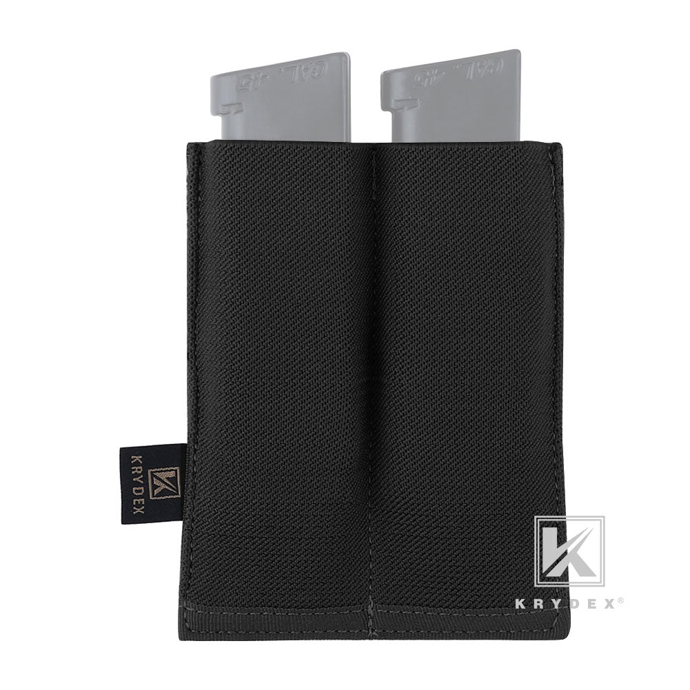 KRYDEX Fast Draw Tactical Molle Elastic Double 9mm Pistol Magazine Pouch Glock Sig Sauer Mag Carrier Multitool Holster
