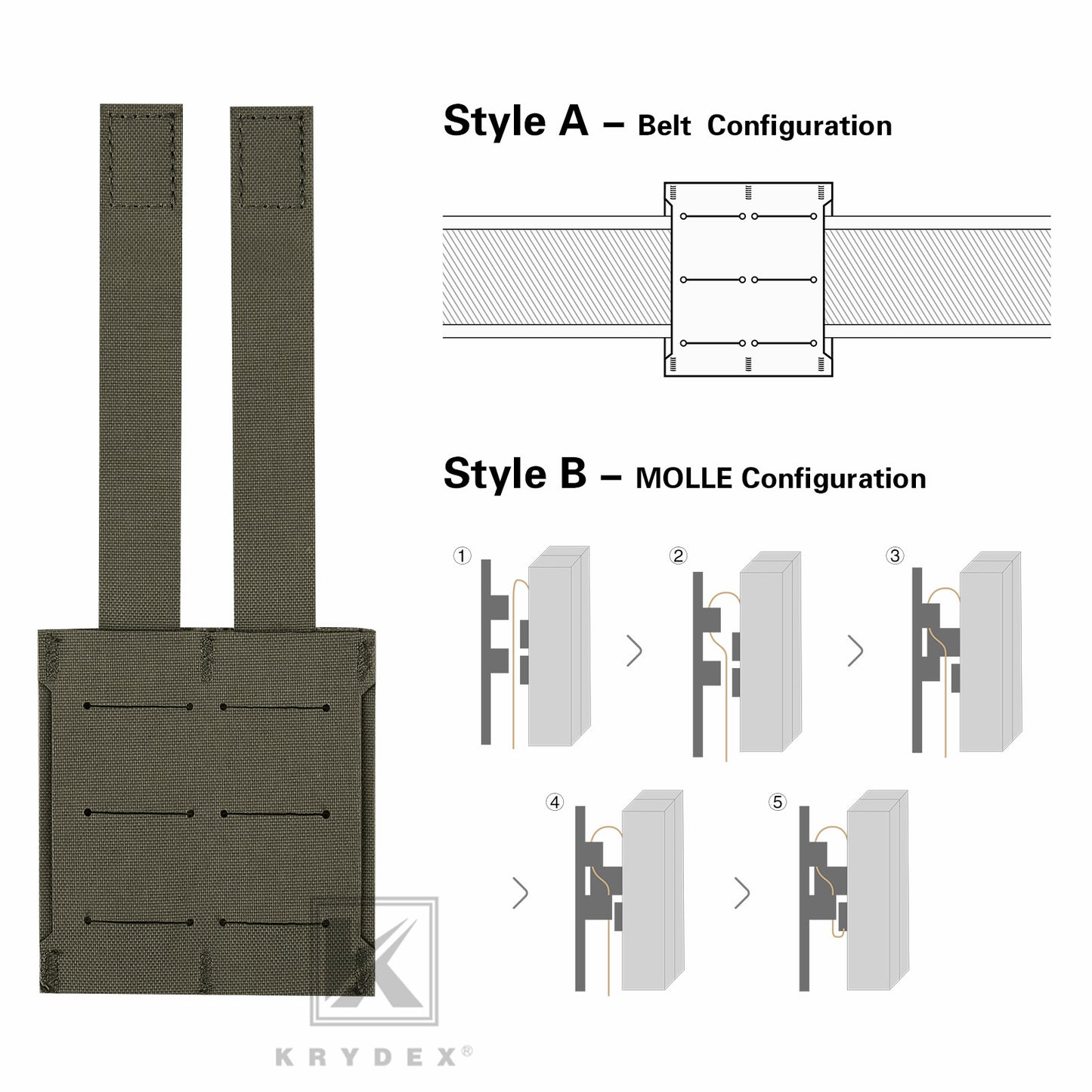 Krydex Tactical 9MM Pistol Magazine Pouch Double Stack .40 45 ACP Pistol Mag Holder Duty Belt & Molle Compatible