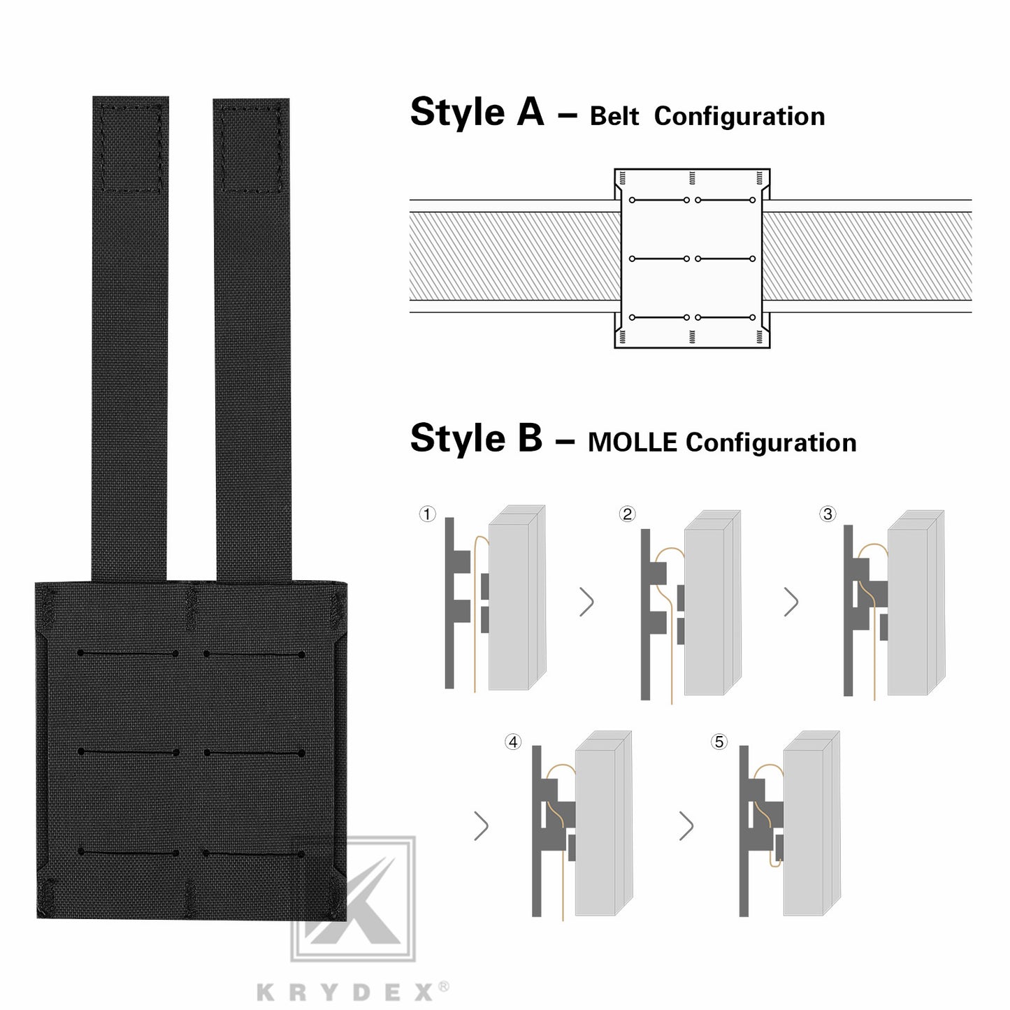 Krydex Tactical 9MM Pistol Magazine Pouch Double Stack .40 45 ACP Pistol Mag Holder Duty Belt & Molle Compatible