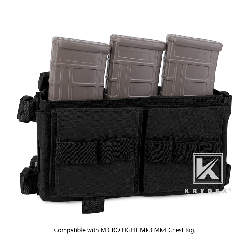 KRYDEX Elastic Triple M4 5.56 .223 NATO Rifle Magazine Insert Hook Mag Pouch Holster for Micro Fight Chassis MK3 MK4 Chest Rig