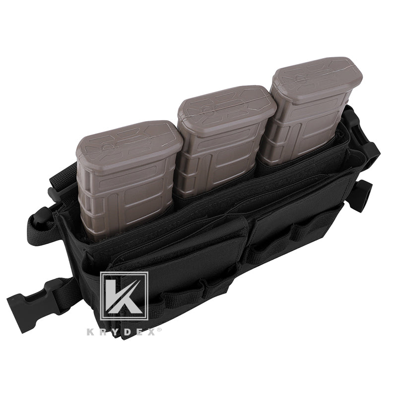 KRYDEX Elastic Triple M4 5.56 .223 NATO Rifle Magazine Insert Hook Mag Pouch Holster for Micro Fight Chassis MK3 MK4 Chest Rig