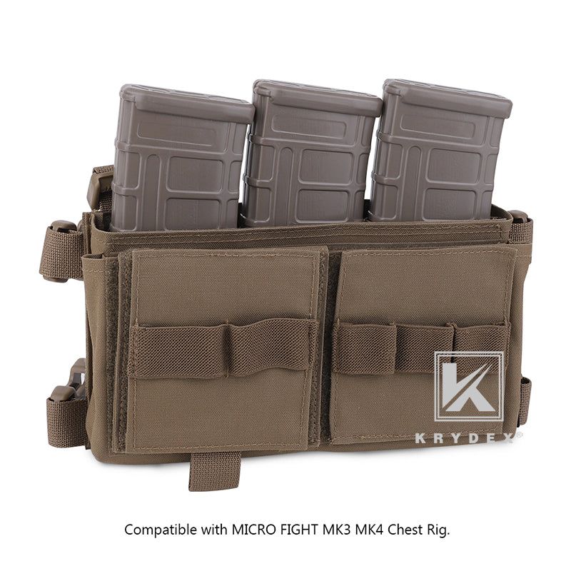 KRYDEX Elastic Triple M4 5.56 .223 NATO Rifle Magazine Insert Hook Mag Pouch Holster for Micro Fight Chassis MK3 MK4 Chest Rig
