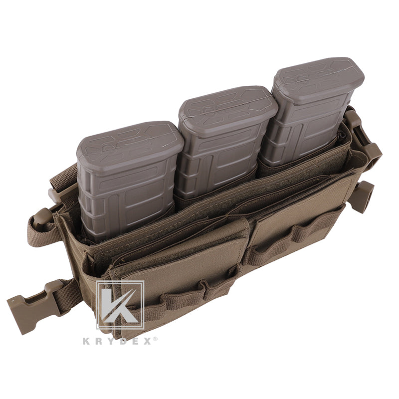 KRYDEX Elastic Triple M4 5.56 .223 NATO Rifle Magazine Insert Hook Mag Pouch Holster for Micro Fight Chassis MK3 MK4 Chest Rig
