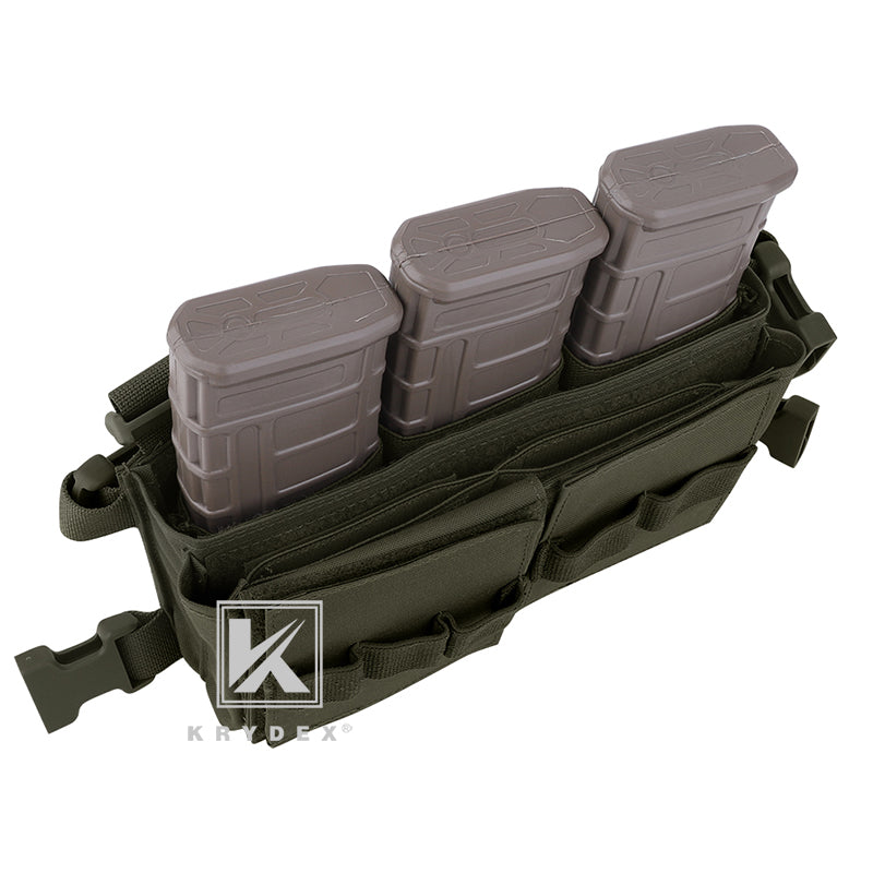 KRYDEX Elastic Triple M4 5.56 .223 NATO Rifle Magazine Insert Hook Mag Pouch Holster for Micro Fight Chassis MK3 MK4 Chest Rig