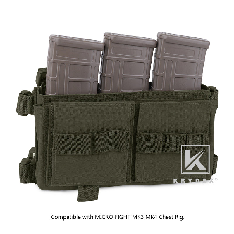 KRYDEX Elastic Triple M4 5.56 .223 NATO Rifle Magazine Insert Hook Mag Pouch Holster for Micro Fight Chassis MK3 MK4 Chest Rig